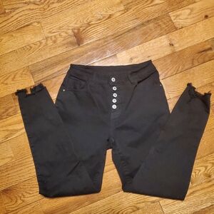 High-Waisted Button-Fly Skinny Pants | Color: Black | Size: 8 | RRR Apparel